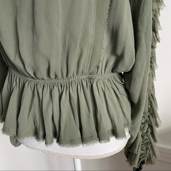 Love Shack Fancy • Olive Green Ruffle Nellie Sleeve Top - Picture 9 of 14